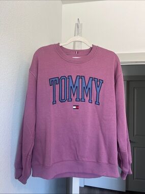 Tommy Hilfiger Mauve-Pink Crewneck Sweatshirt with Embroidered TOMMY